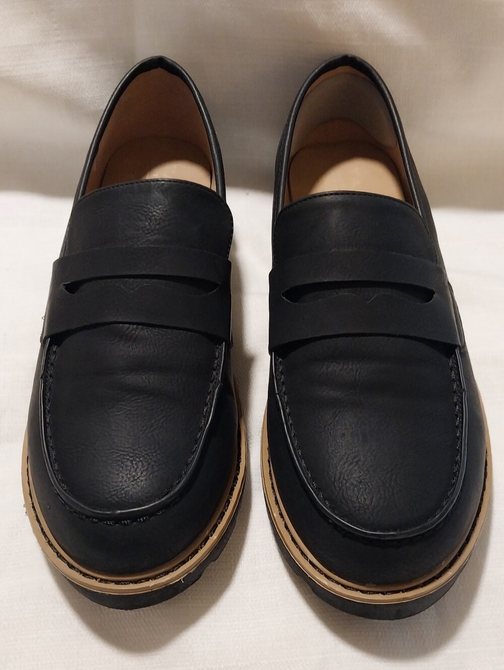 Taryn Rose Devanie Black Nubuck Leather Penny Loafer Shoes
